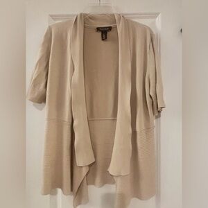 White House Black Market Short Sleeve Knit Cardigan | Beige Cream GUC